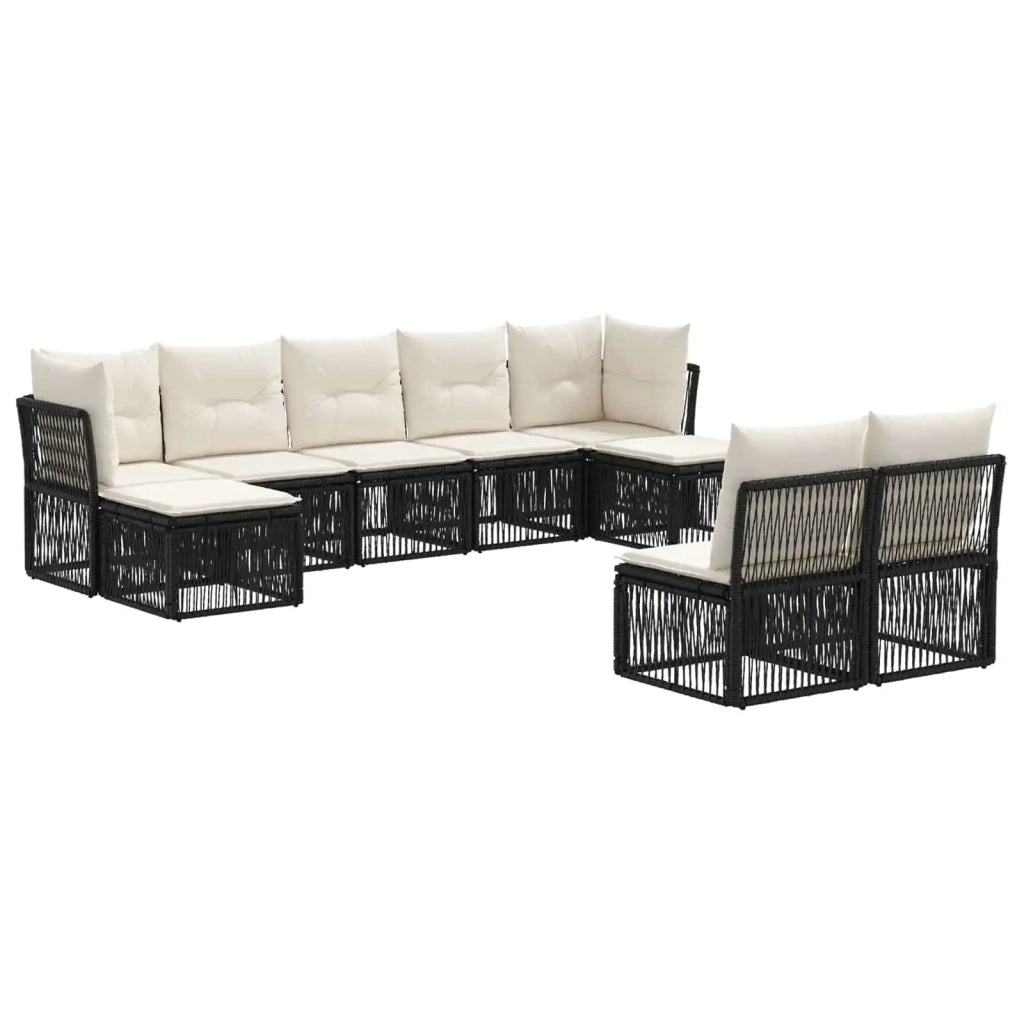 Set Divano da Giardino 9 pcs Nero polyrattan 3434350