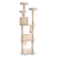 Albero tiragraffi beige 170 cm con piattaforme, cuccette e scale