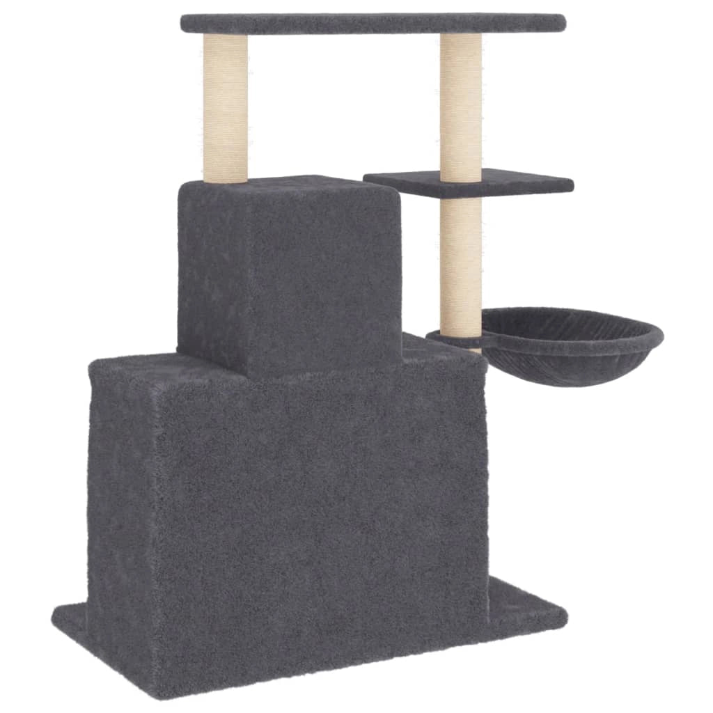 Tiragraffi per gatti Mobili per arrampicata su torre Tiragraffi piattaforma da arrampicata con tiragraffi in sisal scuro 83 cm grigio 02_0022711