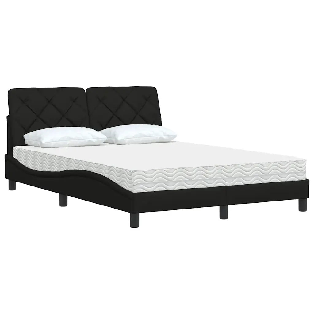Letto con Materasso Nero 140x200 cm in Tessuto 3310743