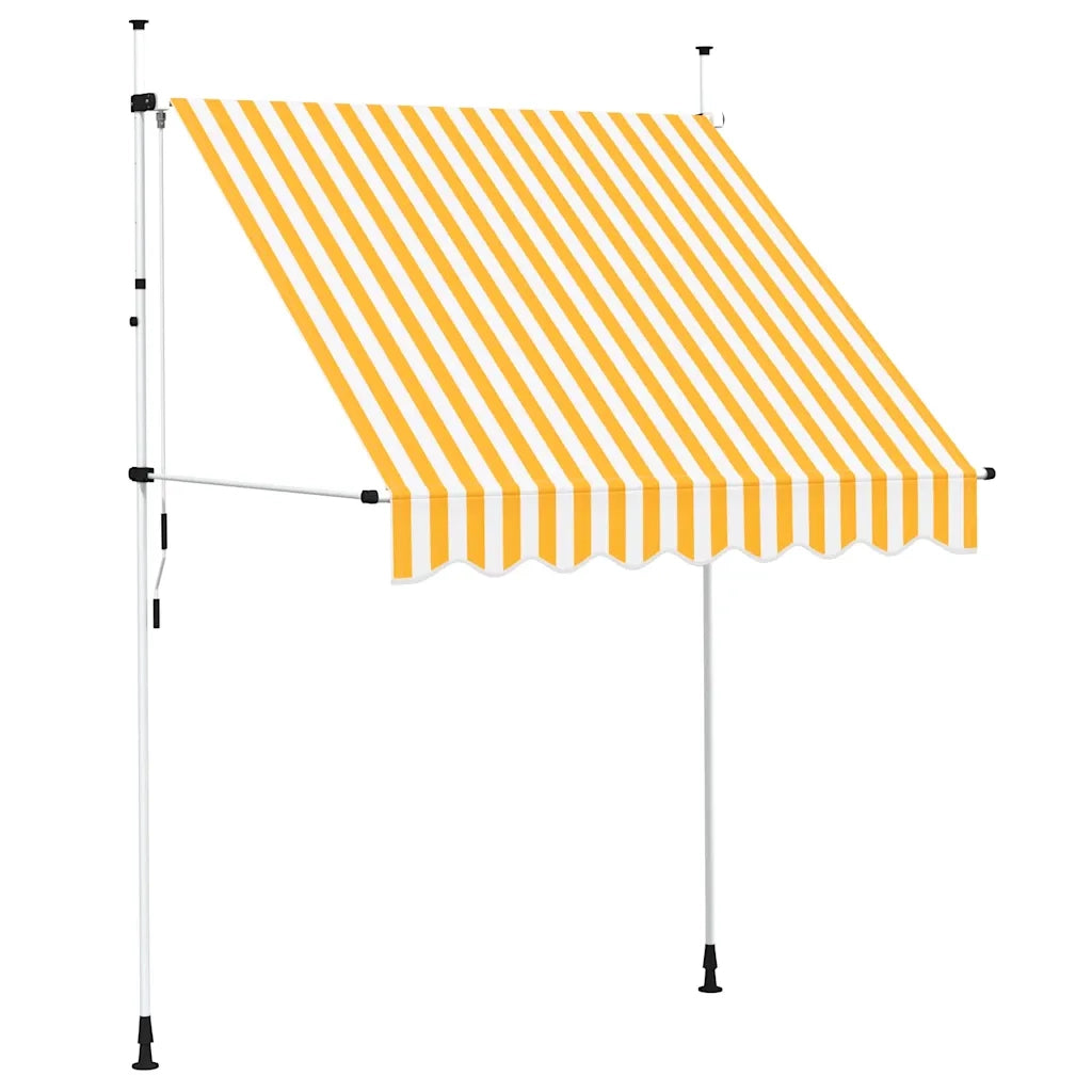 Tenda da Sole Retrattile Manuale-Tenda parasole per Patio 200cm Strisce Arancione Bianco