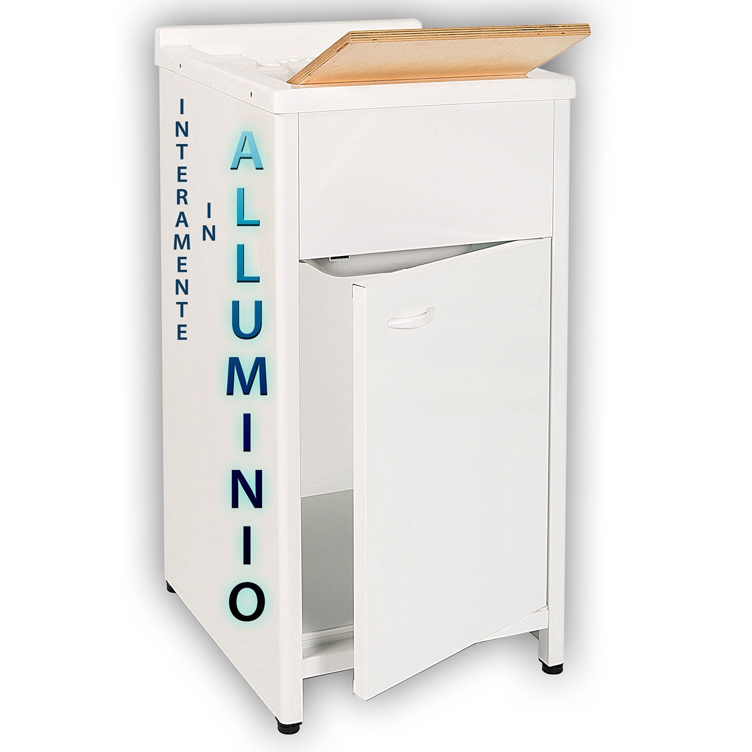 Mobile Lavatoio da Esterno in Polipropilene e Alluminio 45x50x83 cm Bianco