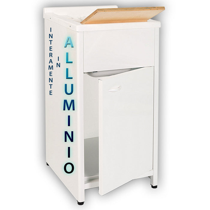 Mobile Lavatoio da Esterno in Polipropilene e Alluminio 45x50x83 cm Bianco