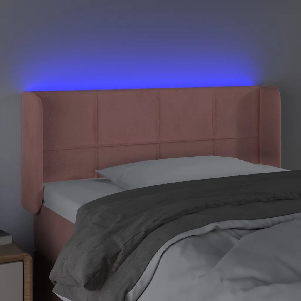 Testiera a LED Rosa 93x16x78/88 cm in Velluto cod mxl 46754