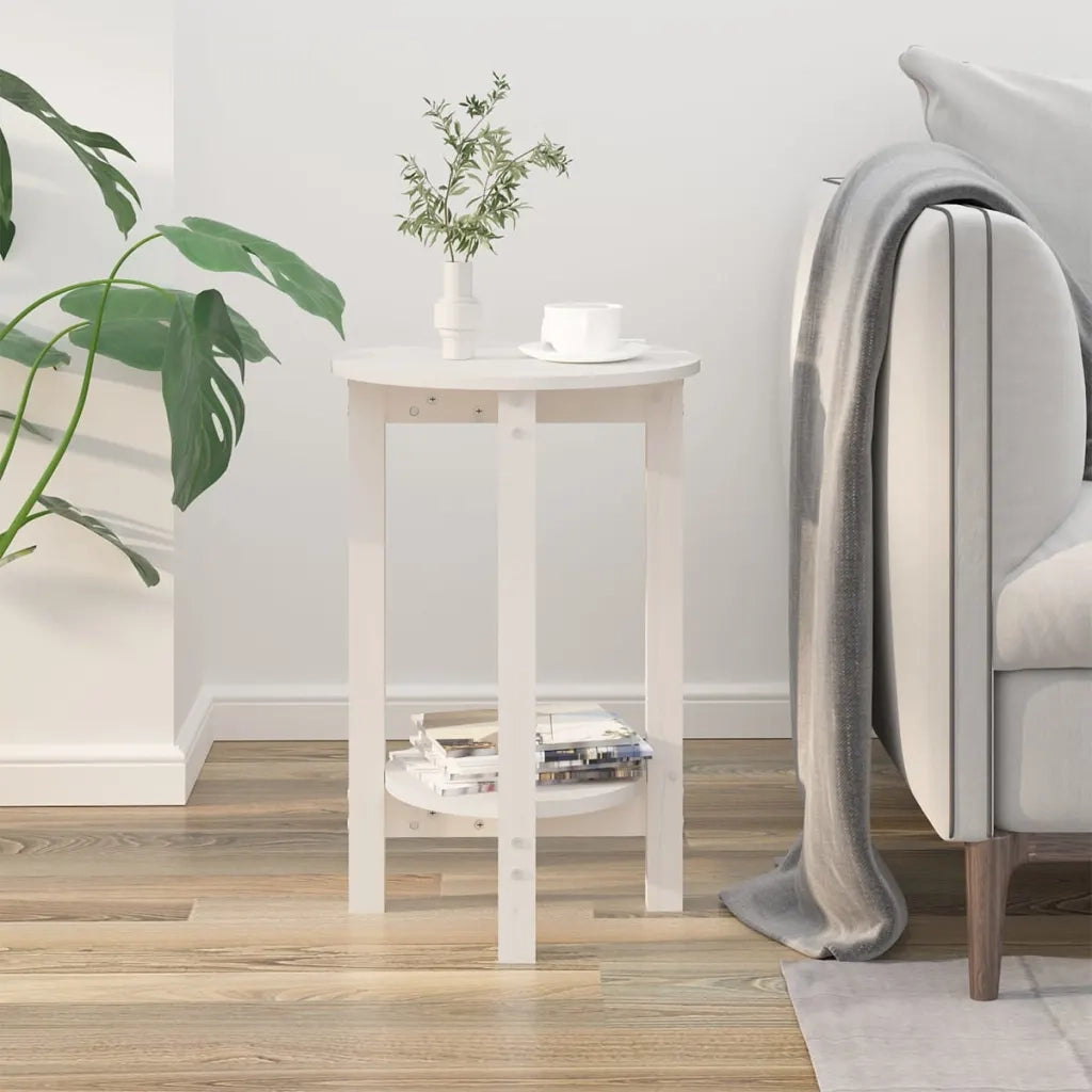 Tavolino da Salotto Bianco Ã˜ 40x60 cm in Legno Massello di Pino cod mxl 20067