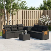Set di divani 8 pz Nero Rattan sintetico e Acciaio 3448578