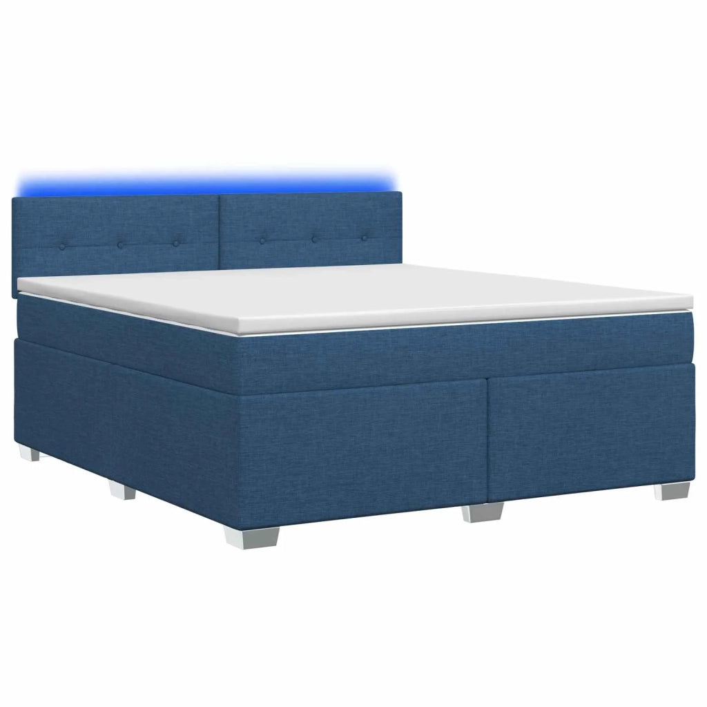 Letto con Box Spring, Materasso e LED Blu 180 x 200 cm Tessuto 3452007