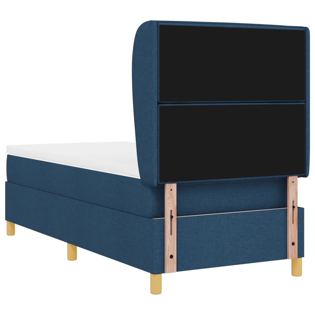 Letto Box Spring con Materasso Blu 90x200 cm Tessuto