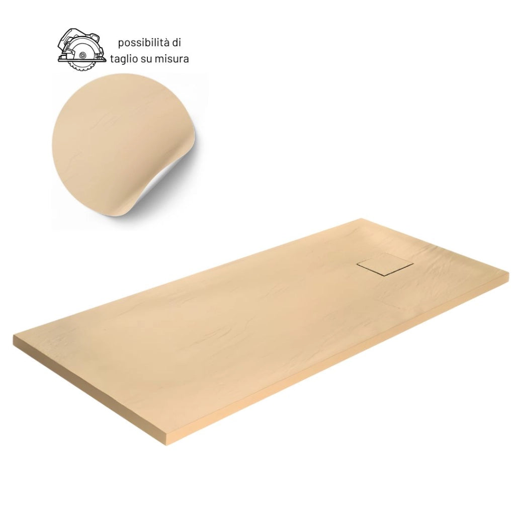 Piatto doccia beige mineral marmo resina antiscivolo h4 cm *** misure l90 x p70 x h4 cm, confezione 1