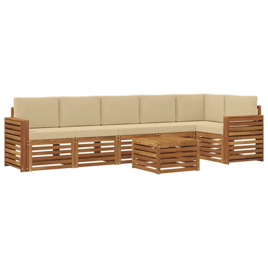 Set divano sezionale con cuscino 7 pcs Naturale e Beige 3374938