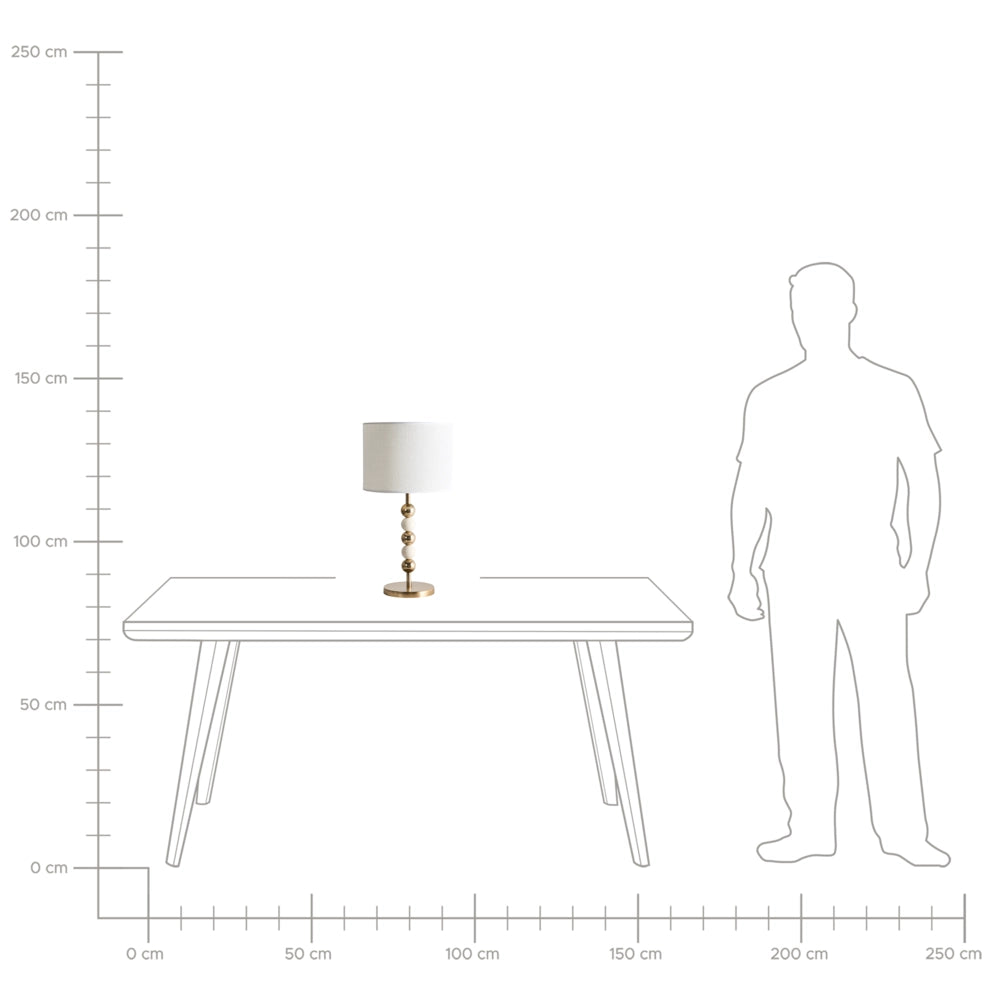 Lampada da tavolo Ottone e beige Ferro Paralume a tamburo in tessuto Lampada da comodino in stile moderno di metà secolo