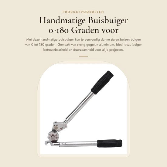 Buiggereedschap Universale Manuale per Tubi e Pijpen - 0-180 Gradi - Costruzione in Gietaluminium - Adatto per Tubi e Pijpen di 6 Mm di Diametro - Accessorio per Buiggereedschap - Ideale per Siti di Costruzione - Buiggereedschap per Pijpen