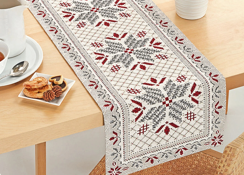 Tovaglia Copritavolo Centrino Runner Tavola Tirolese Montagna Baita Tricot - 40x130 - Tricot