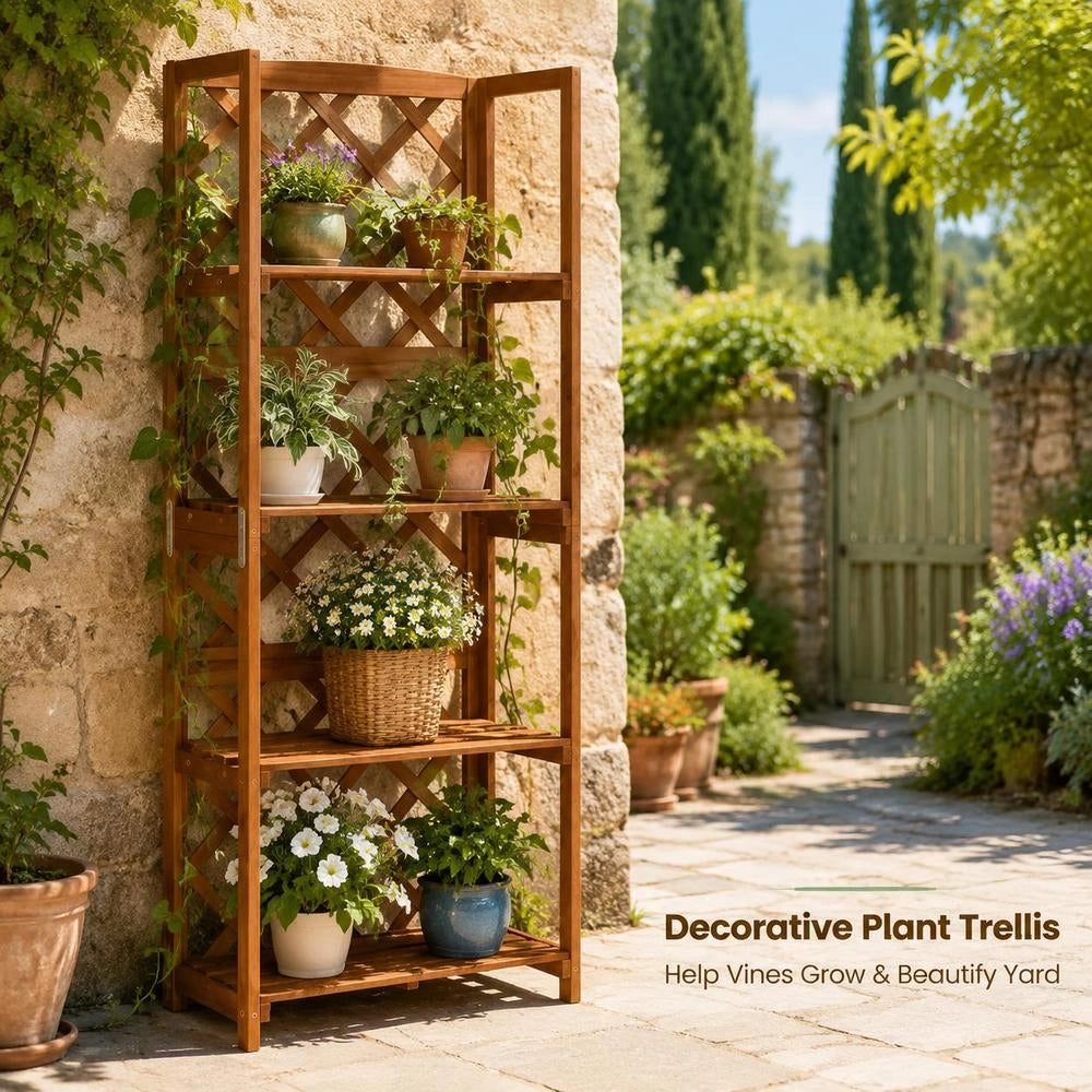 Trellis With Shelves 55x30x140 Cm Solid Fir Wood
