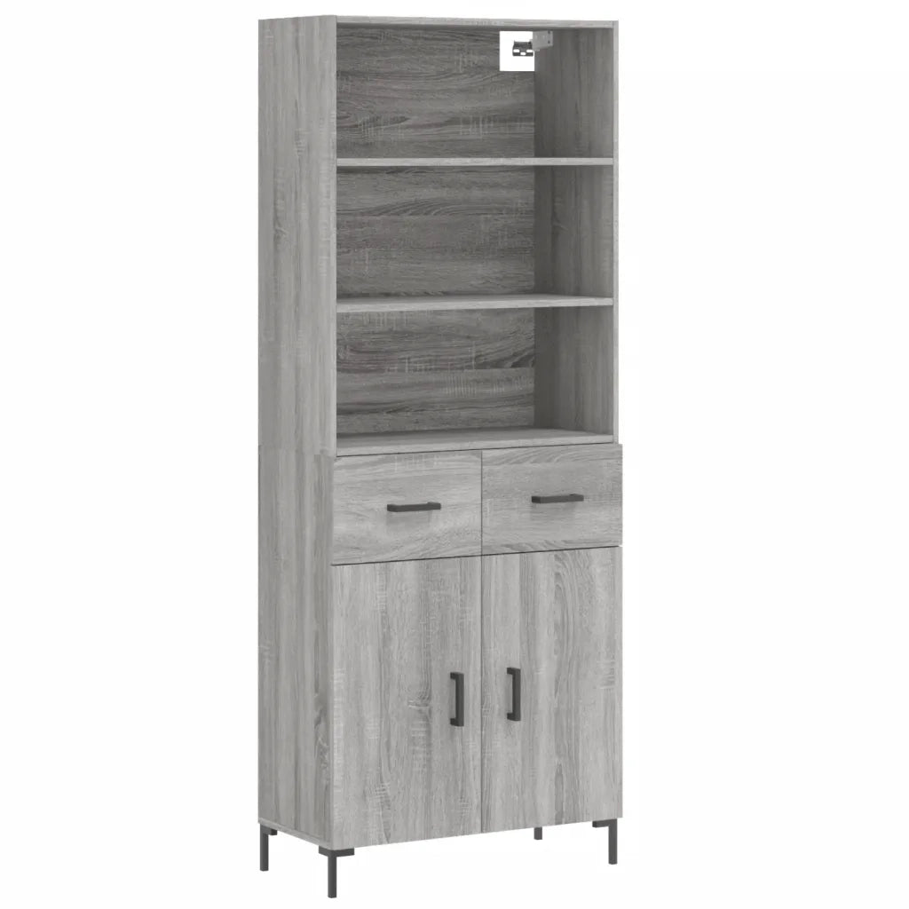 Credenza-Buffet-Armadio da cucina Grigio Sonoma 69,5x34x180 cm in Legno Multistrato 348538