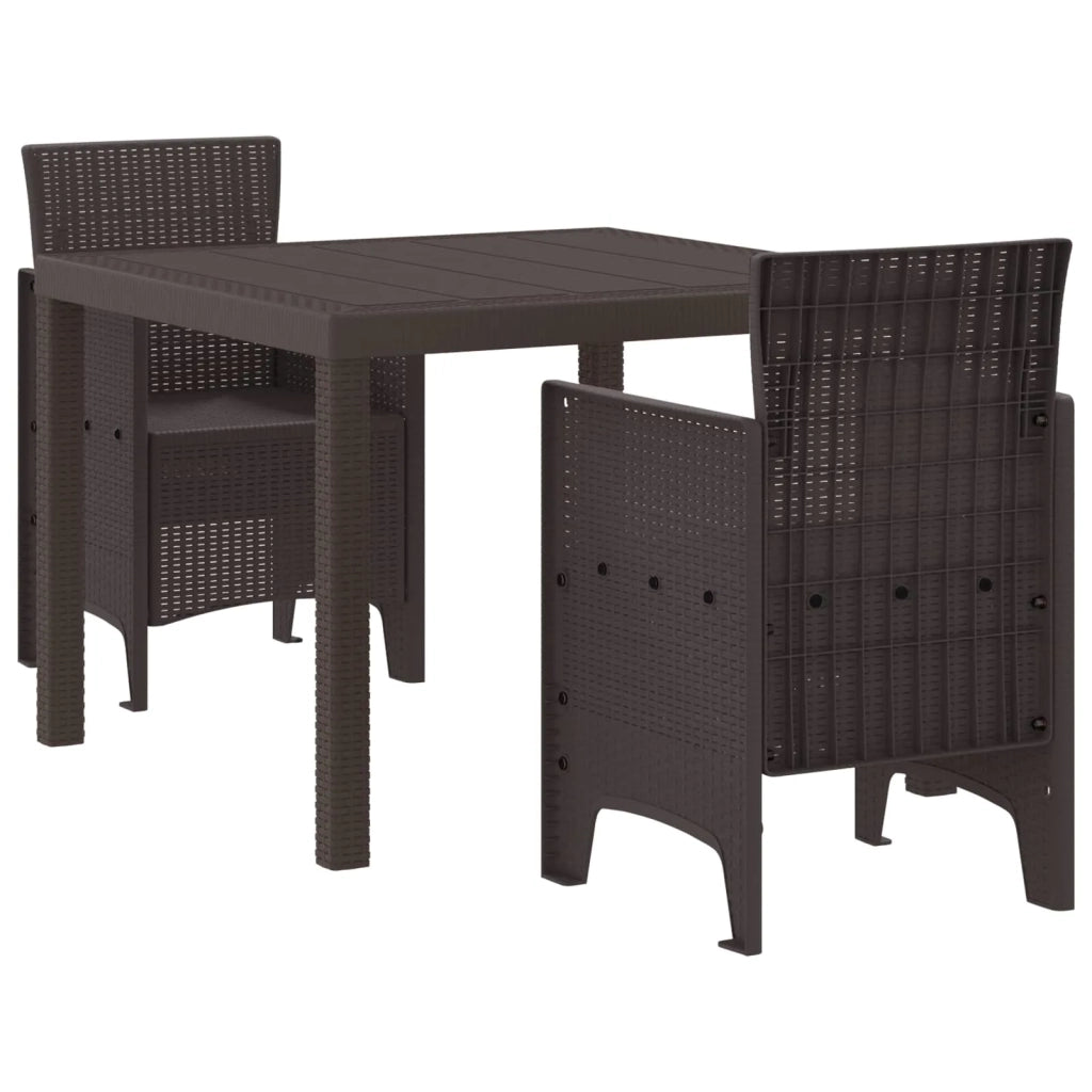 Set da Pranzo per Giardino 3 pcs Marrone Polipropilene 3378677