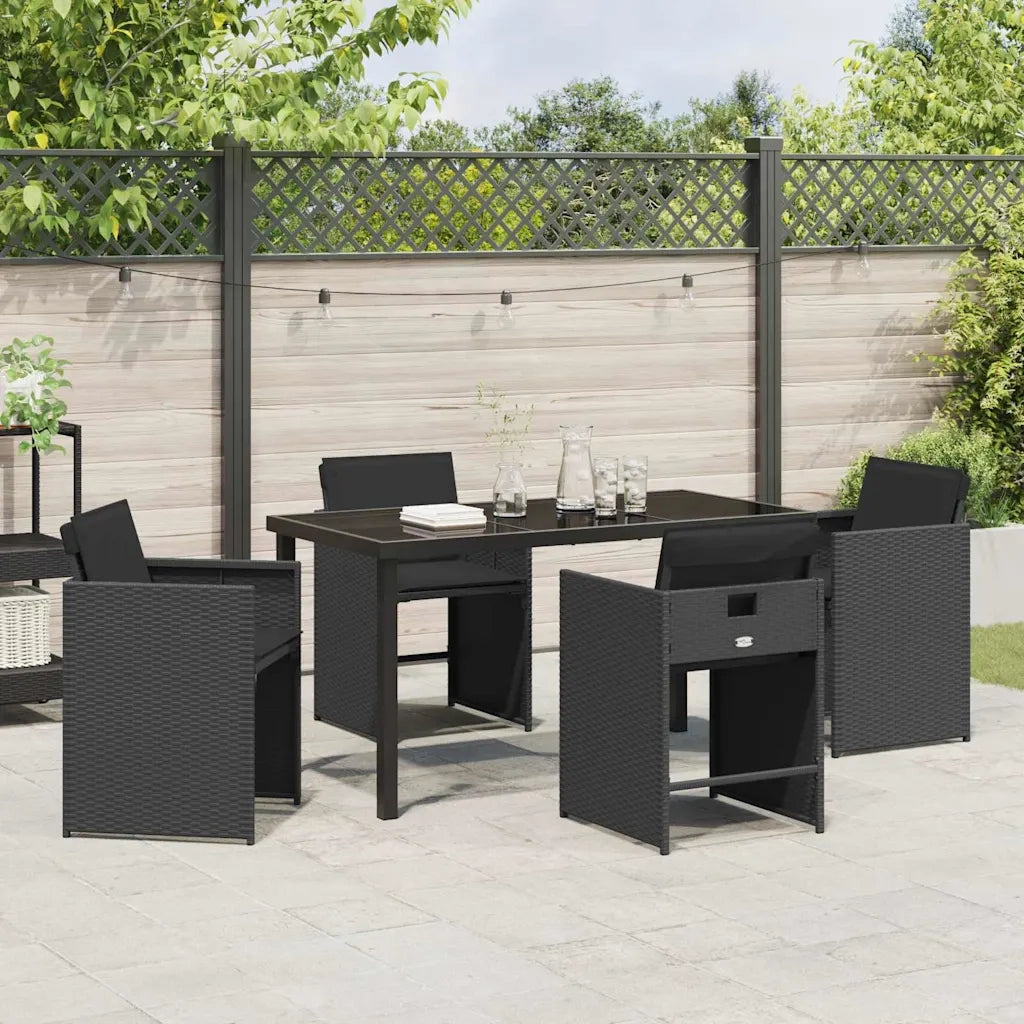 Set da Pranzo per Giardino 5 pcs Nero polyrattan 3380690