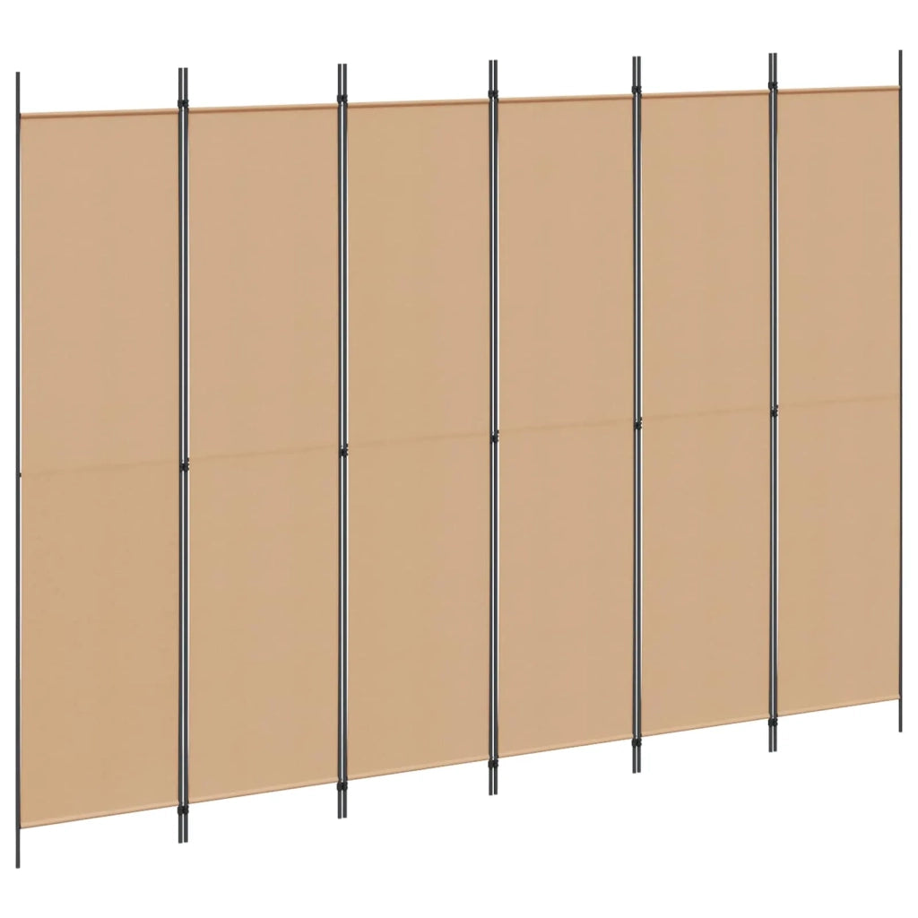 Divisore per Stanza a 6 Pannelli Beige 300 x 220 cm Tessuto 42039214