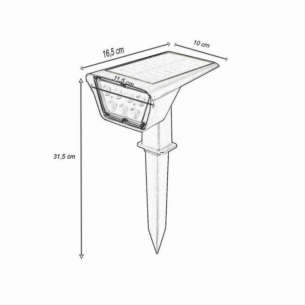 Trade Shop - Faretto 7led Picchetto Ricaricabile Con Pannello Solare Crepuscolare Muro Yh0514 -