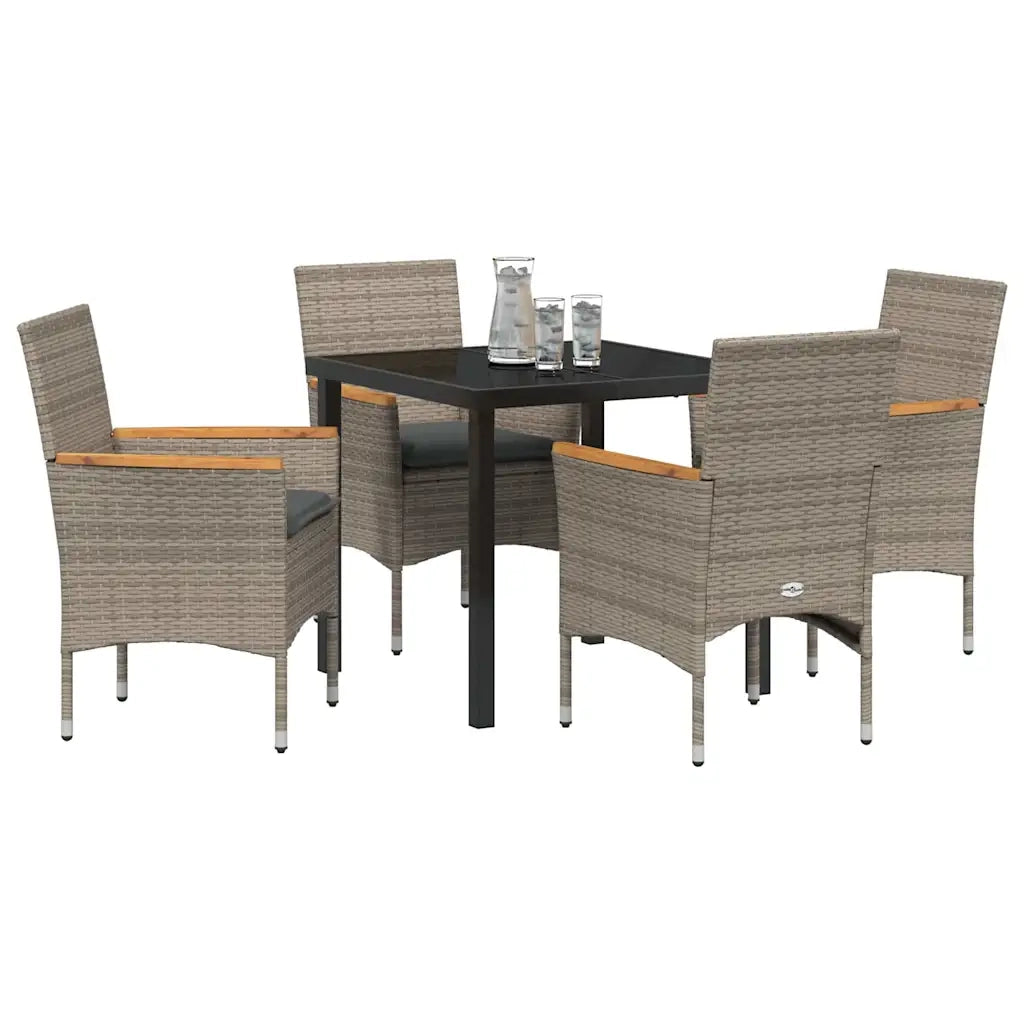 Set da Pranzo per Giardino con cuscino 5 pcs Grigio polyrattan 3379850