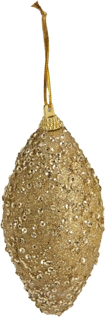 Set 12 Pezzi Appendino Natalizio Sfera, Pigna Fuso Oro – Decorazioni da Appendere per Albero di Natale – 8 x 12 cm – Addobbi Eleganti Dorati