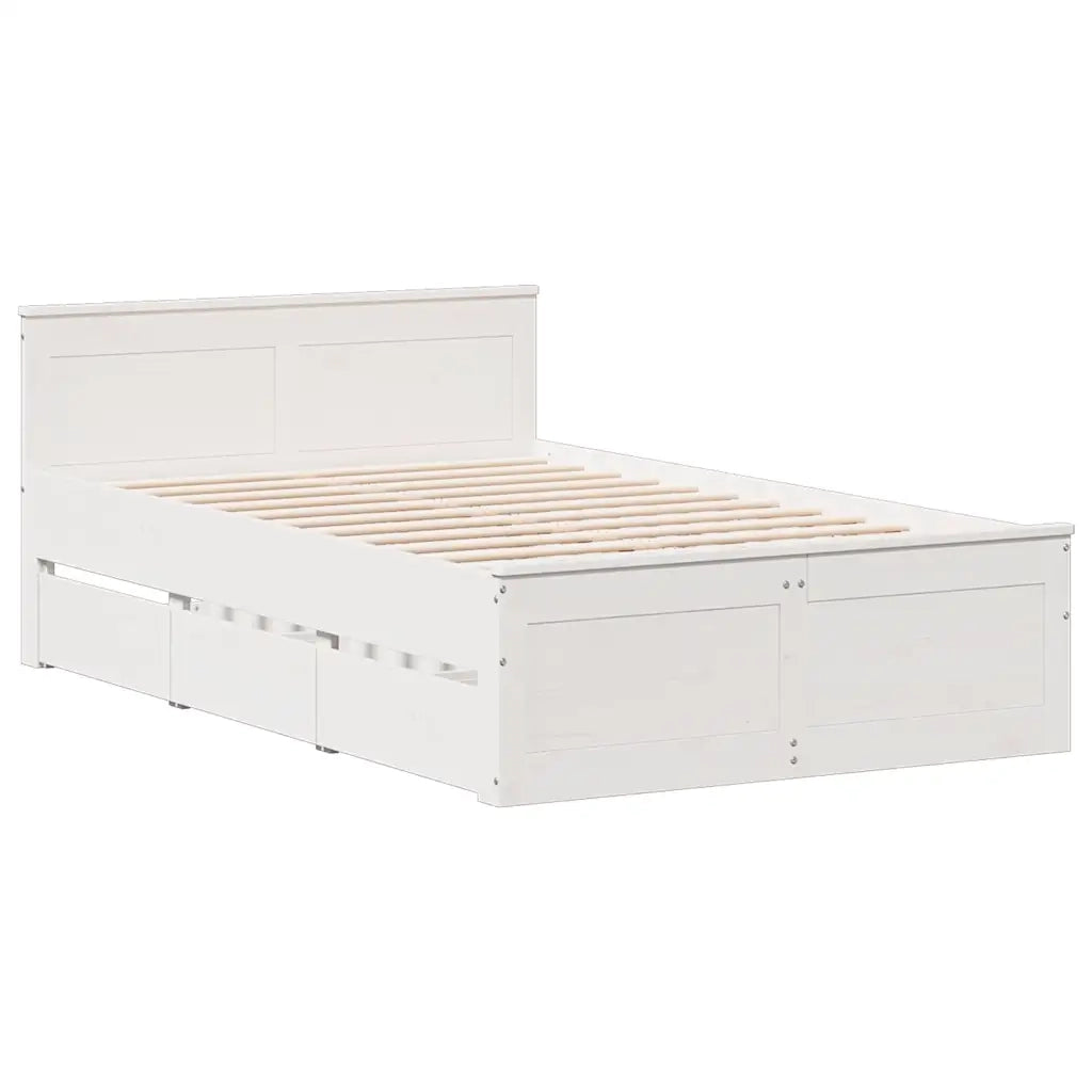Letto Libreria senza Materasso Bianco 135x190 cm Legno di Pino 3308937