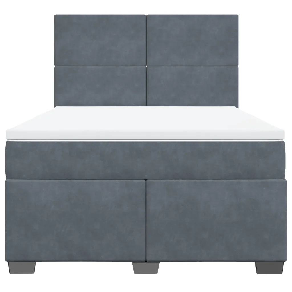 vidaXL Giroletto a Molle con Materasso Grigio Scuro 140x200 cm Velluto