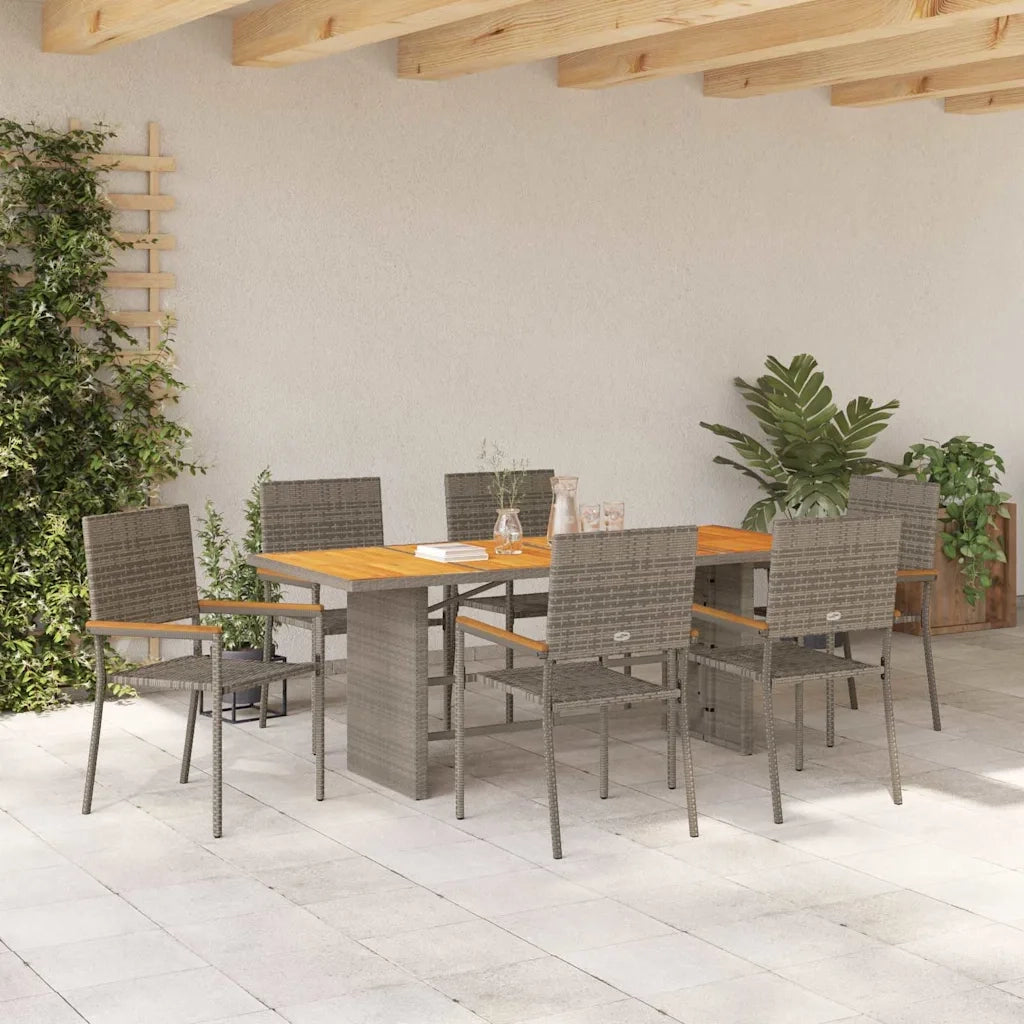 Set da Pranzo per Giardino 7 pcs Grigio polyrattan 3365431