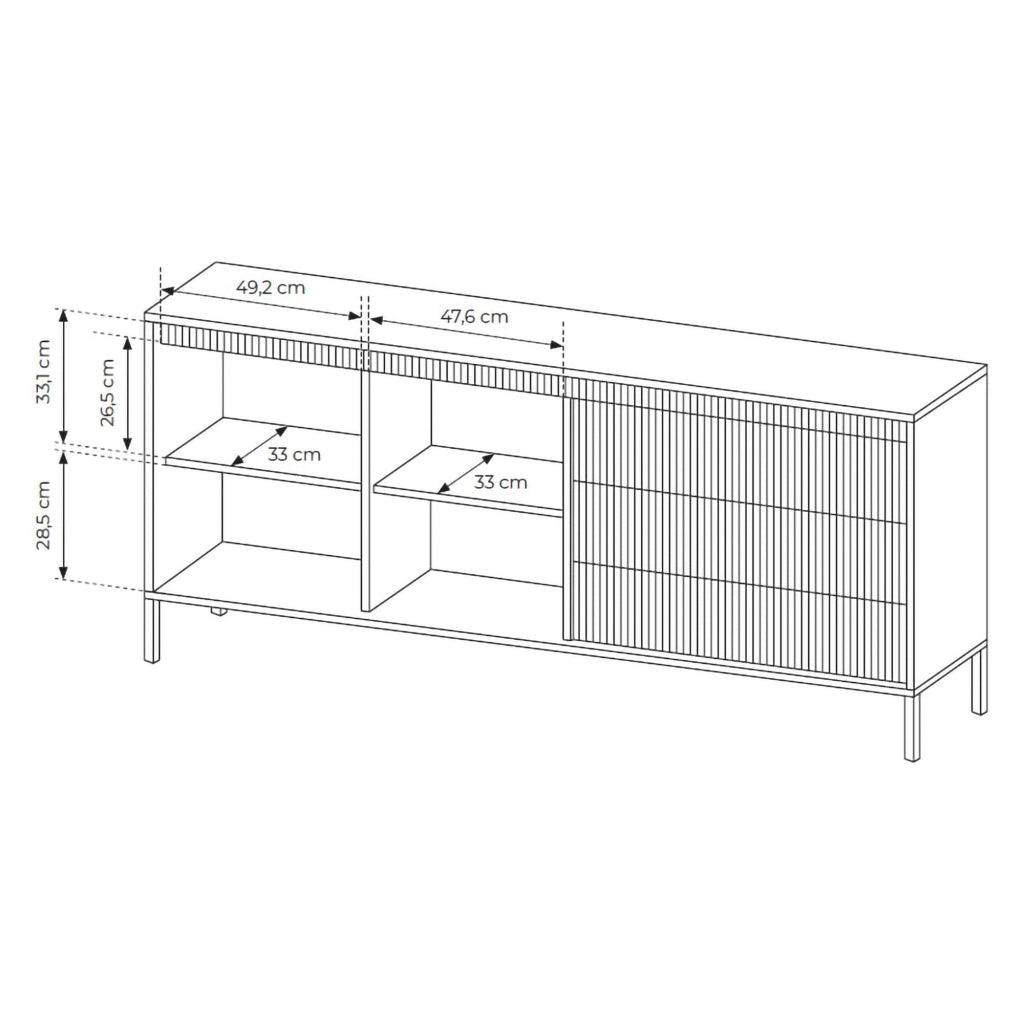 Madia Hatone, Credenza 3 Cassetti, 187x40x81h cm Beige