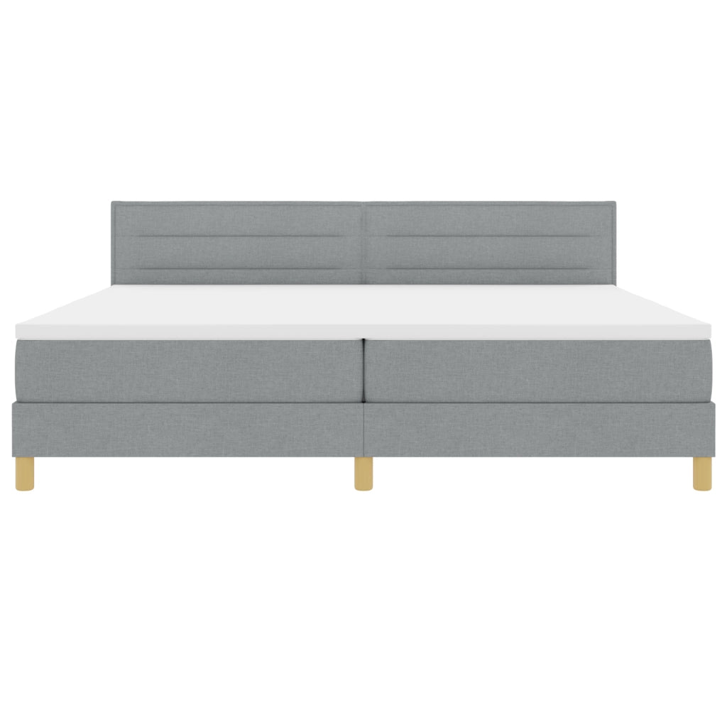 Letto Box Spring con Materasso & Luce LED Grigio Chiaro 200x200 cm Tessuto