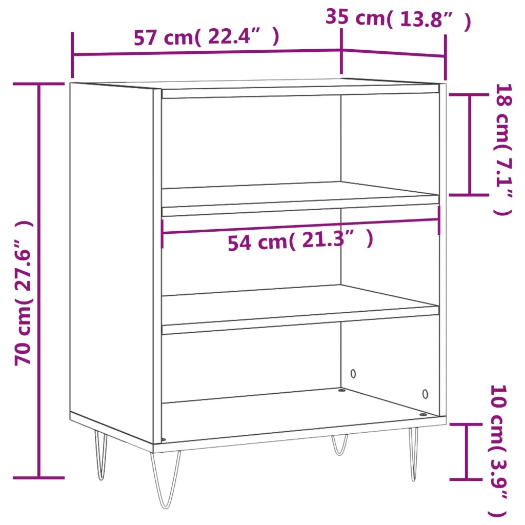 Credenza Grigio Cemento 57x35x70 cm in Legno Multistrato