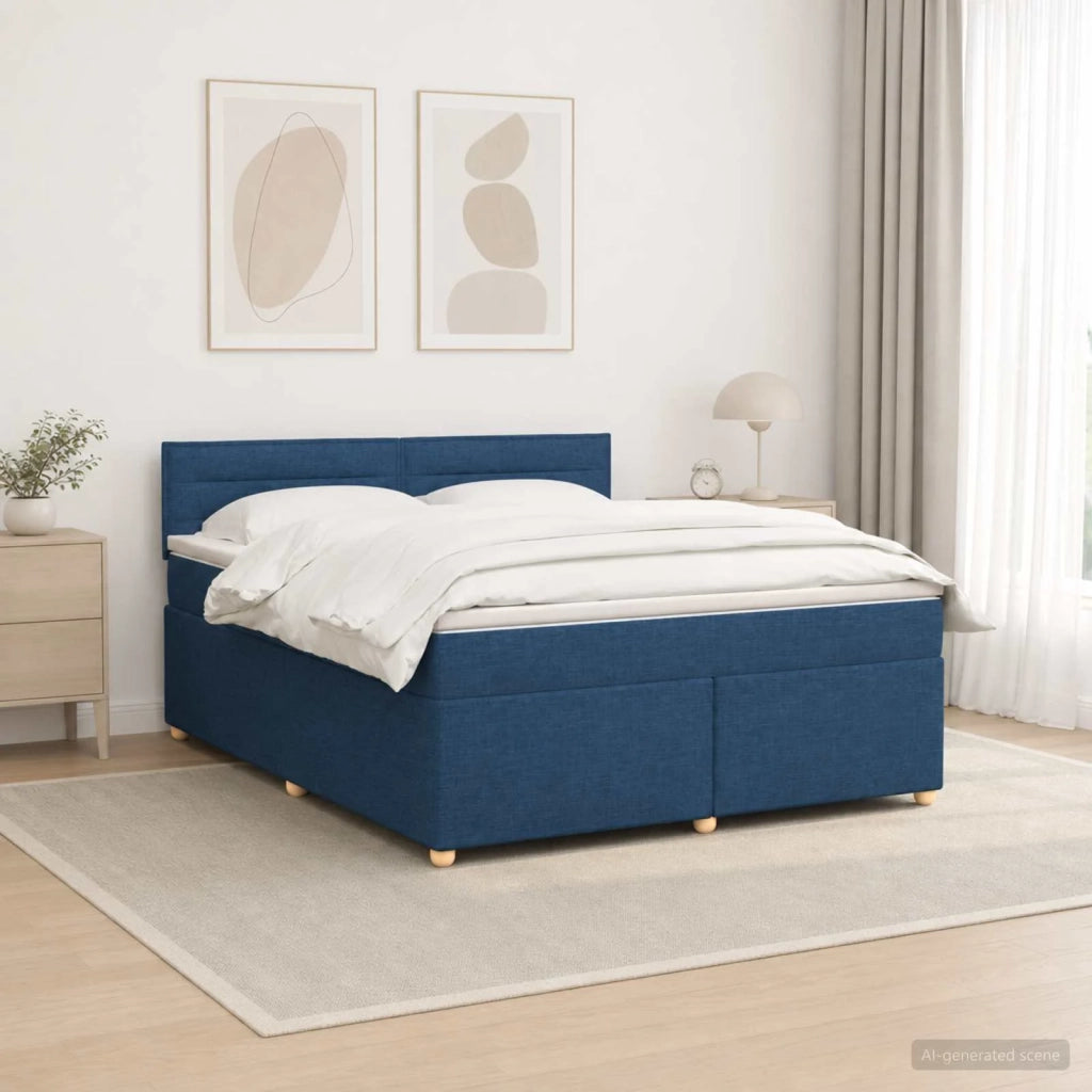 Letto box spring con materasso Blu 140 x 190 cm Tessuto 3452414
