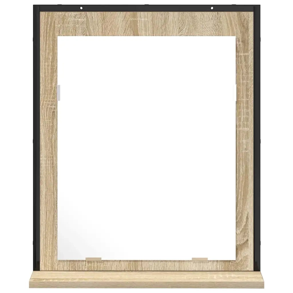 Specchio da bagno con lo scaffale-Mensola con Specchio Nero 50 x 12 x 60 cm