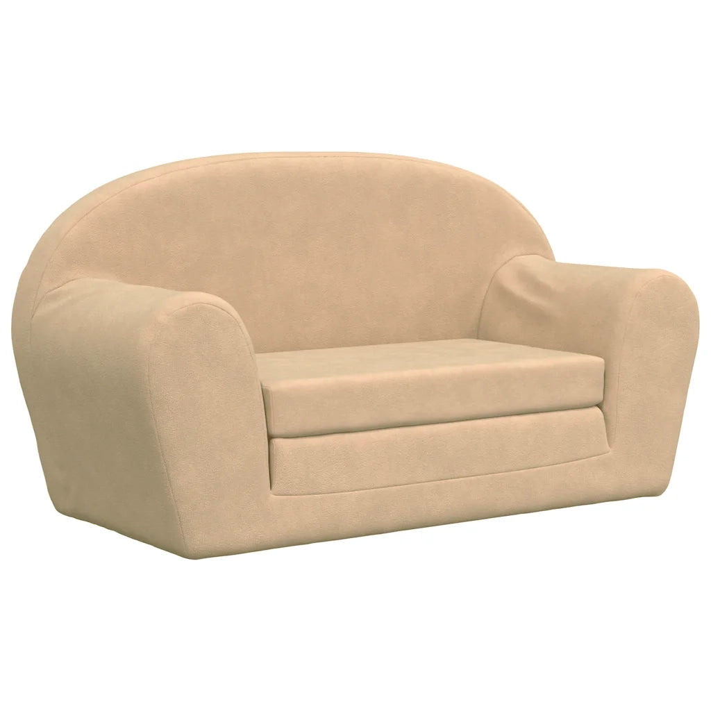 vidaXL Divano Letto per Bambini a 2 Posti Crema in Morbido Peluche