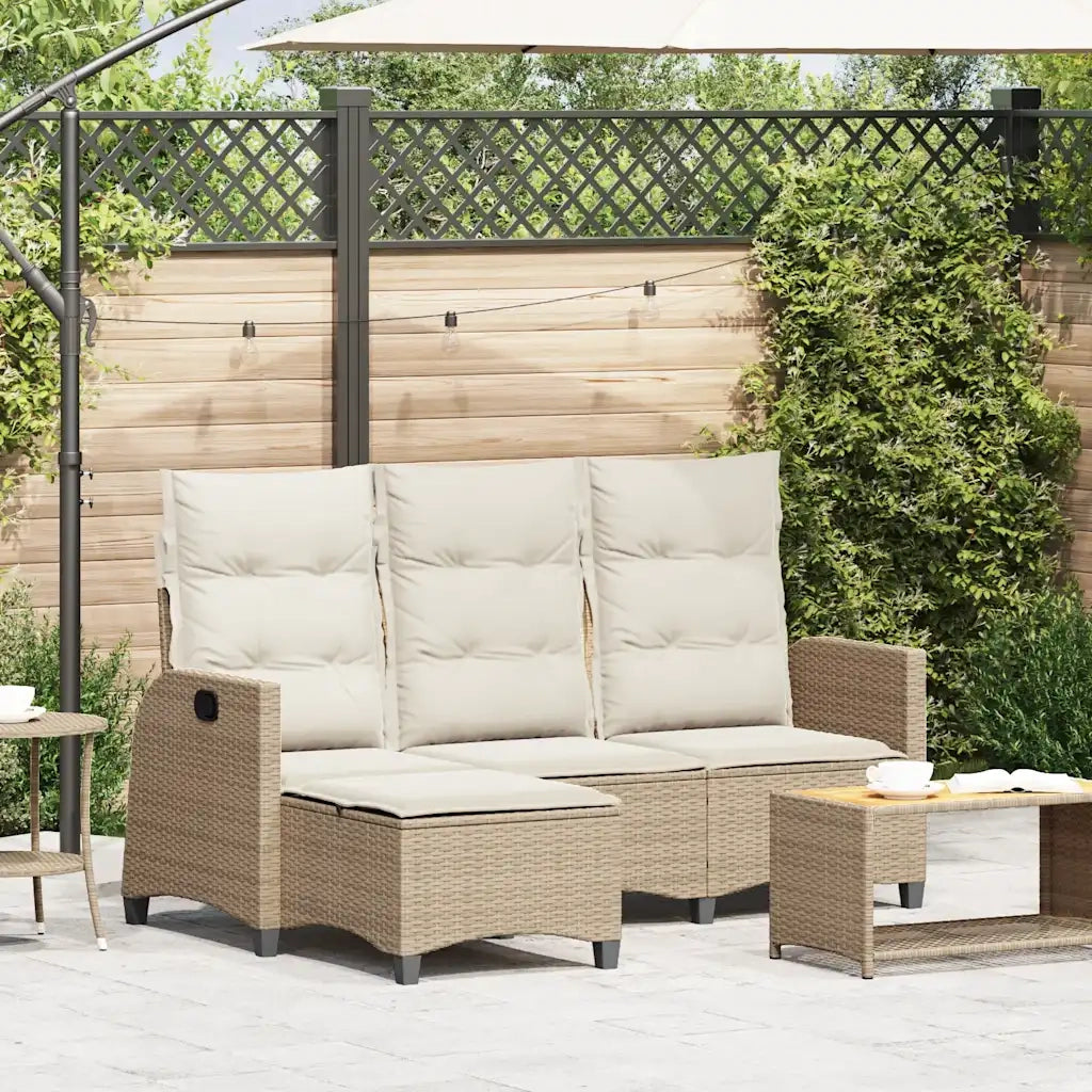 Divano da Giardino Reclinabile con Cuscini a L-Sofa da Giardino Beige Polyrattan 358954