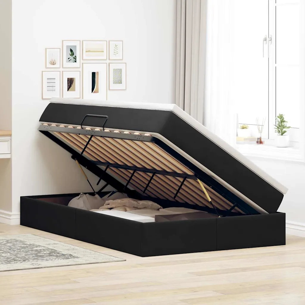 Letto con contenitore e materasso Nero 120 x 200 cm Velluto 3370295