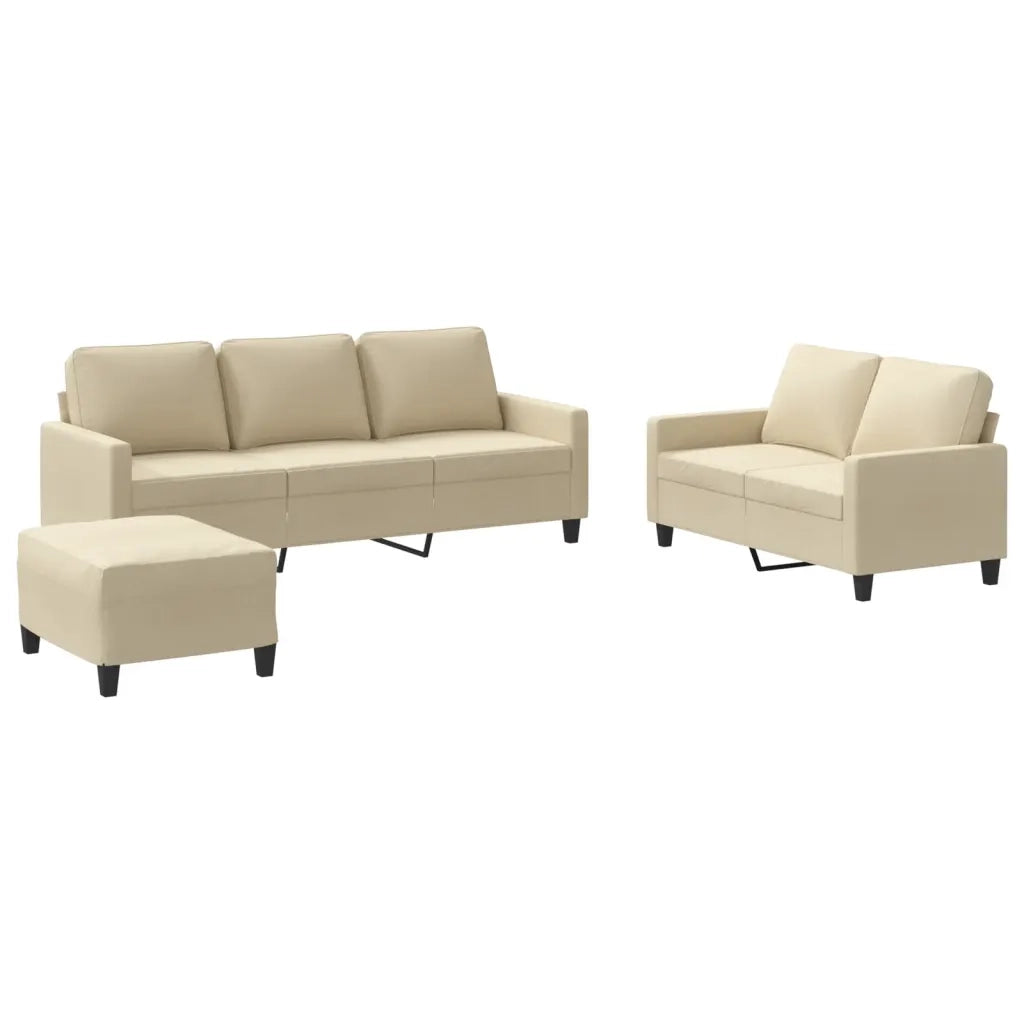Set di Divani 3 pz con Cuscini Crema in Tessuto 3201470
