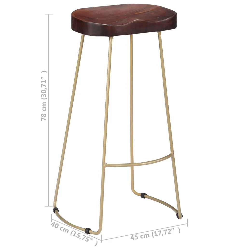 Sgabelli da Bar Gavin 2 pz Legno Massello di Mango cod mxl 73294