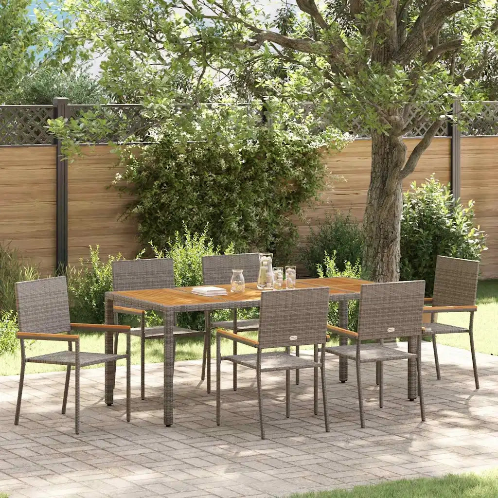 Set da Pranzo per Giardino 7 pcs Grigio polyrattan 3365411