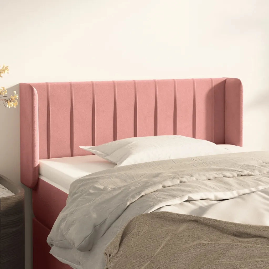Testiera ad Orecchio-Testata con Orecchie Rosa 103x16x78/88 cm in Velluto 493008