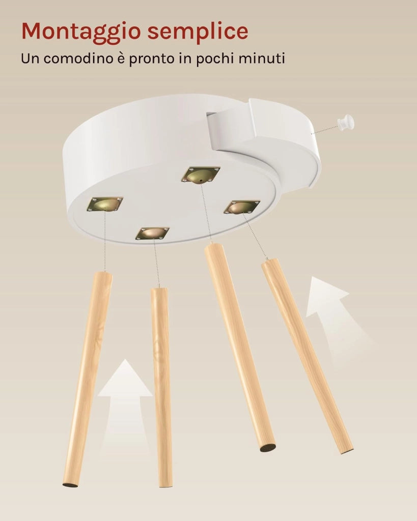 Set di 2 Comodini per Camera da Letto Comodino Rotondo con Cassetto Tavolino da Salotto in Legno Bianco TS111ws-2