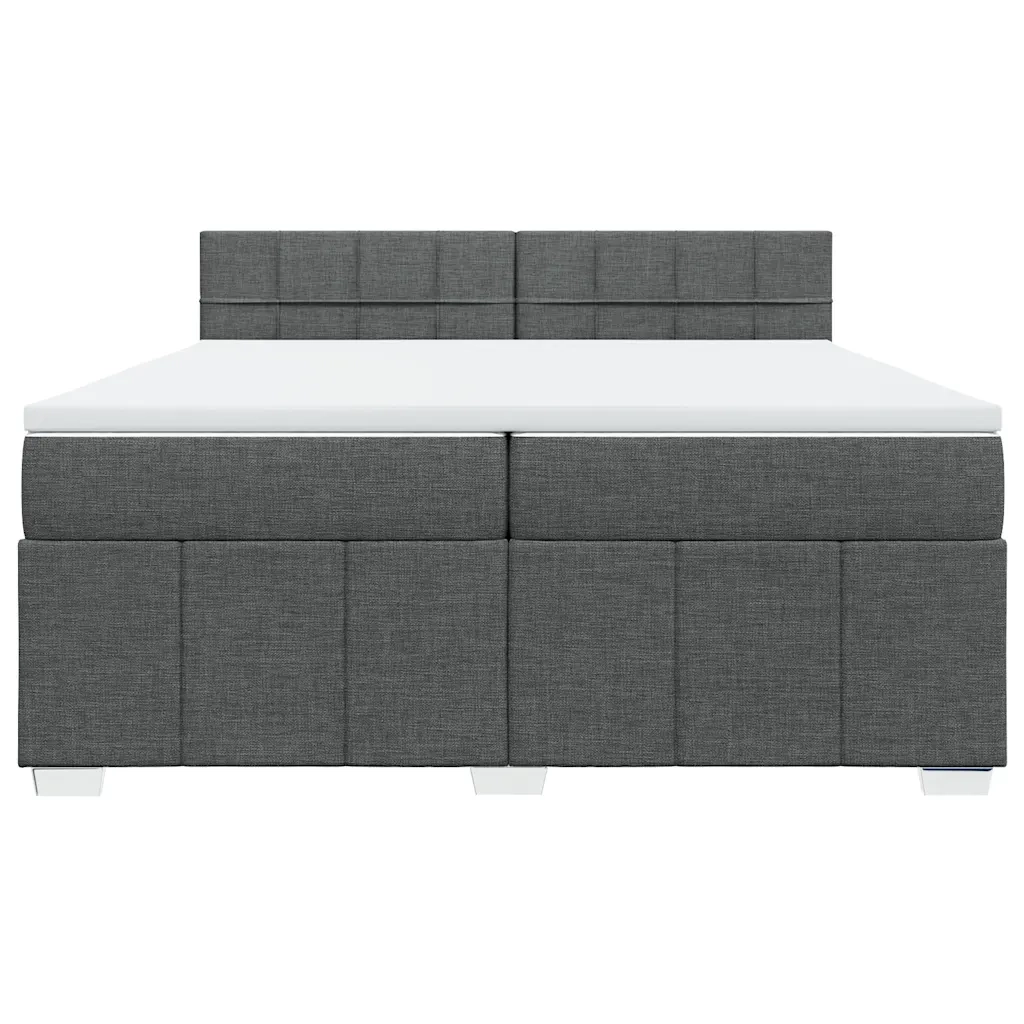 Giroletto a Molle con Materasso Grigio Scuro 200x200 cm Tessuto