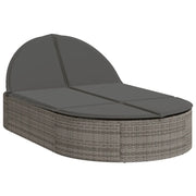 Lettino Prendisole | Sdraio da giardino | Lettino da sole Doppio con Cuscini Grigio in Polyrattan