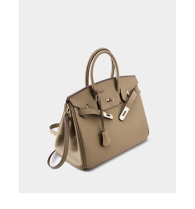 Borsa a tracolla da donna in vera pelle grigia