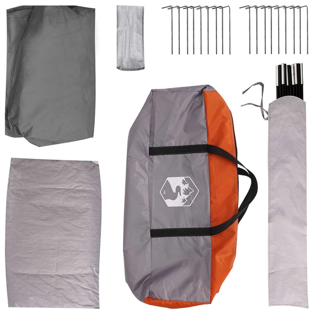 Tenda Capanna Grigio e arancione 8 persone Poliestere e Acciaio 42028577