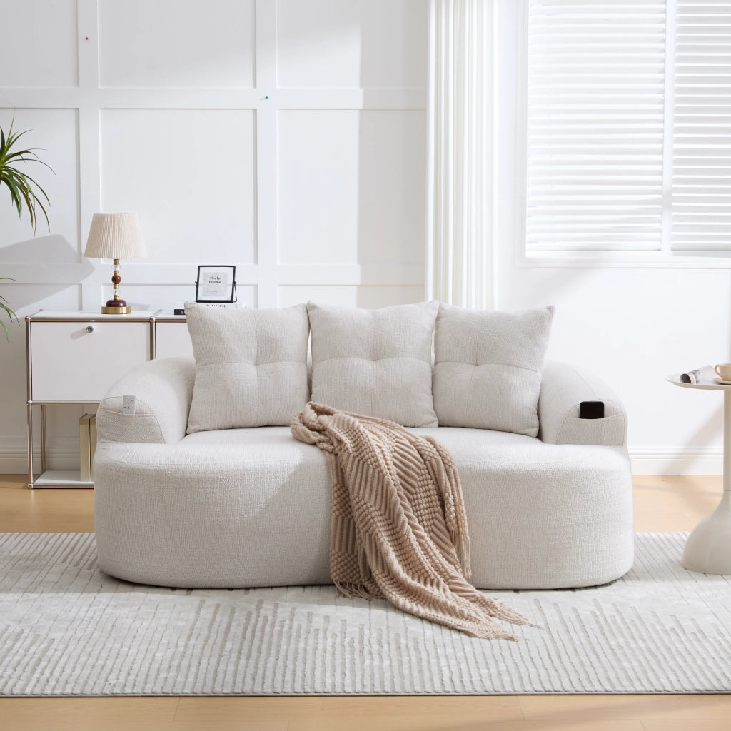 divano a 2 posti con schiuma e molle insacchettate; senza montaggio; in ciniglia beige; 164 Ã— 92 Ã— 60 cm