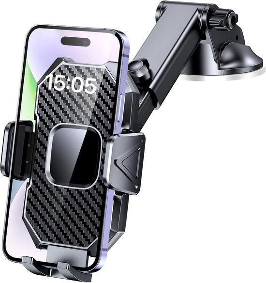 Supporto per smartphone per auto - Regolabile e rotativo - Adatto per iPhone e Android - Supporto per chiamate e navigazione a mano libera - Grip antiscivolo - Design compatto - Ideale per uso quotidiano