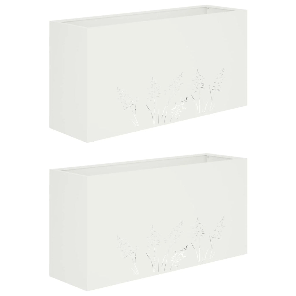 Vaso da giardino 2 pz Bianco 100 x 20 x 49 cm 8005851