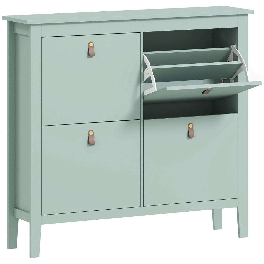 Scarpiera Slim 4 Cassetti per 20 Paia di Scarpe  105x24x95,5cm con Ripiani Regolabili in Legno Verde