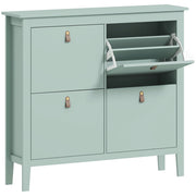 Scarpiera Slim 4 Cassetti per 20 Paia di Scarpe  105x24x95,5cm con Ripiani Regolabili in Legno Verde